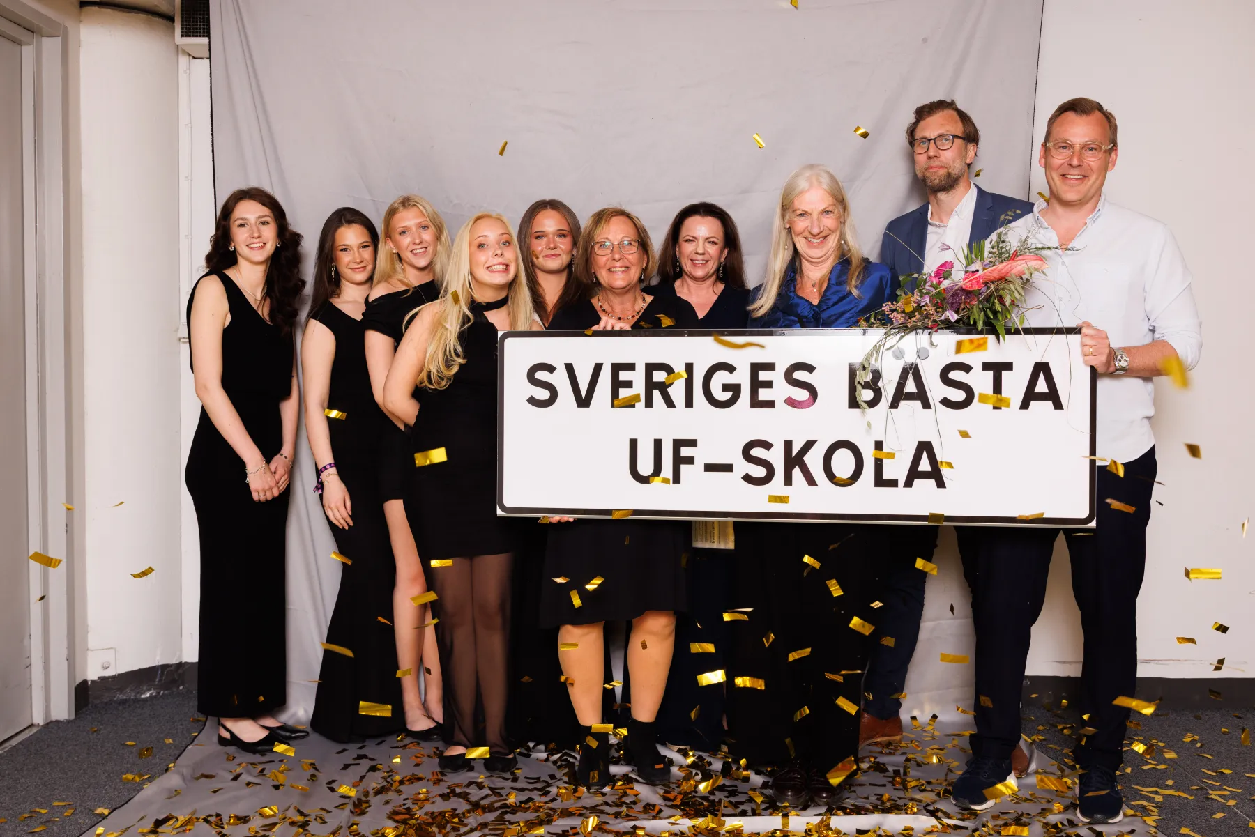 Bromma Gymnasium från Stockholm utsedda till Sveriges Bästa UF Skola 2026 på SM i Ung Företagsamhet. Bild: Ung Företagsamhet