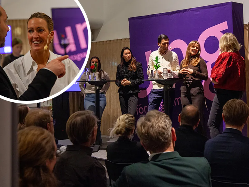 UF-alumner och Therese Alshammar höll föreläsningar och panelsamtal på scenen