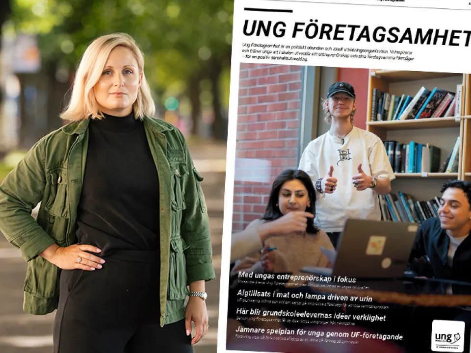 tove jarl i Svenska Dagbladet. Bilaga om Ung Företagsamhet.